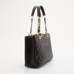 مملوكة مسبقًا Chanel Black Quilted Caviar Leather Grand XL Shopping Tote