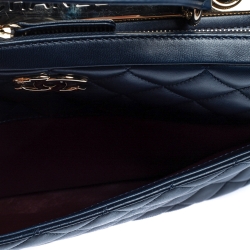 Pre Owned Chanel Blue Quilted Leather Large Trendy CC Bowler Bag