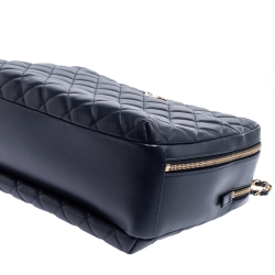Pre Owned Chanel Blue Quilted Leather Large Trendy CC Bowler Bag