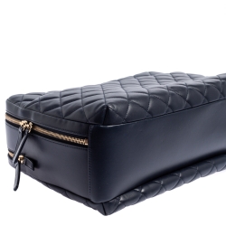 Pre Owned Chanel Blue Quilted Leather Large Trendy CC Bowler Bag