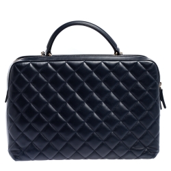 Pre Owned Chanel Blue Quilted Leather Large Trendy CC Bowler Bag
