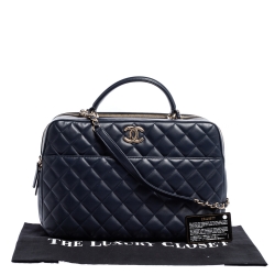 Pre Owned Chanel Blue Quilted Leather Large Trendy CC Bowler Bag