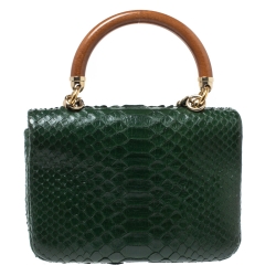 Pre Owned Chanel Green Python CC Top Handle Bag