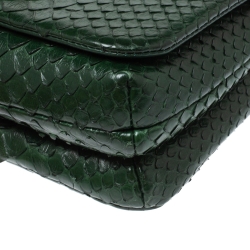 Pre Owned Chanel Green Python CC Top Handle Bag