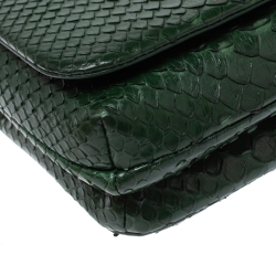 Pre Owned Chanel Green Python CC Top Handle Bag