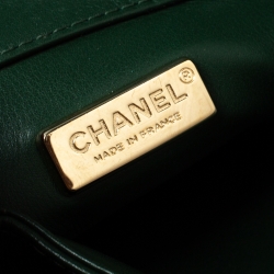 Pre Owned Chanel Green Python CC Top Handle Bag