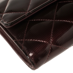 Chanel Burgundy Quilted Patent Leather CC Flap Wallet