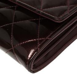 Chanel Burgundy Quilted Patent Leather CC Flap Wallet