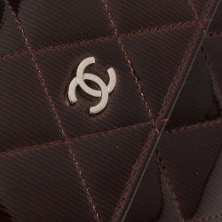 Chanel Burgundy Quilted Patent Leather CC Flap Wallet