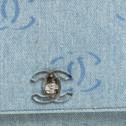 Pre Owned Chanel Wash Blue CC Denim Jumbo Classic Single Flap Bag