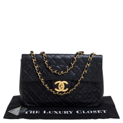 مملوكة مسبقًا Chanel Black Quilted Leather Maxi Vintage Classic Single Flap Bag
