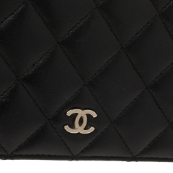 Chanel Black Quilted Leather L Yen Continental Wallet