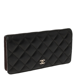 Chanel Black Quilted Leather L Yen Continental Wallet