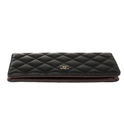 Chanel Black Quilted Leather L Yen Continental Wallet