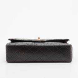 Pre Owned Chanel Vintage Black Lambskin Medium Flap Bag