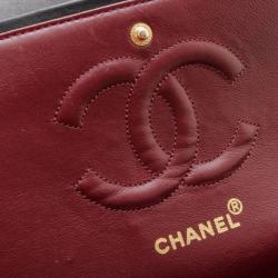 Pre Owned Chanel Vintage Black Lambskin Medium Flap Bag