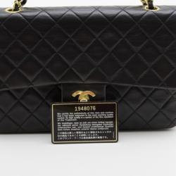Pre Owned Chanel Vintage Black Lambskin Medium Flap Bag