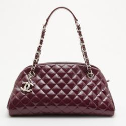 مملوكة مسبقًا Chanel Burgundy Just Mademoiselle Medium Patent Bowler Satchel