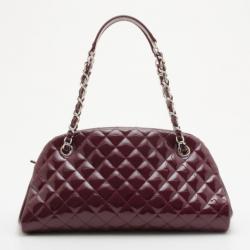 مملوكة مسبقًا Chanel Burgundy Just Mademoiselle Medium Patent Bowler Satchel
