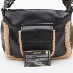 مملوكة مسبقًا Chanel Black Tweed and Leather Shoulder Bag