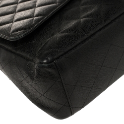 مملوكة مسبقًا Chanel Black Quilted Caviar Leather Maxi Classic Double Flap Bag