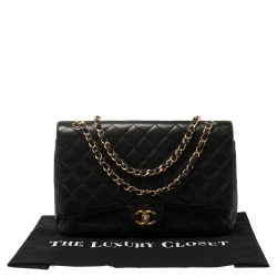 مملوكة مسبقًا Chanel Black Quilted Caviar Leather Maxi Classic Double Flap Bag