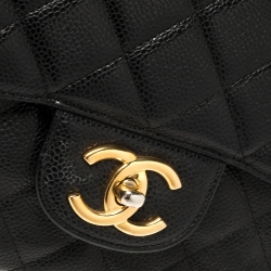 مملوكة مسبقًا Chanel Black Quilted Caviar Leather Maxi Classic Double Flap Bag
