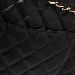 مملوكة مسبقًا Chanel Black Quilted Caviar Leather Maxi Classic Double Flap Bag