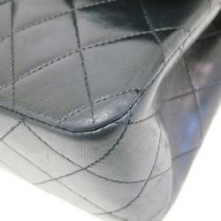 Pre Owned Chanel Black Lambskin Medium Classic Flap Bag