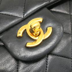 Pre Owned Chanel Black Lambskin Medium Classic Flap Bag