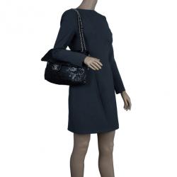 Pre Owned Chanel Black Hidden Sequins Classic Maxi Flap Bag