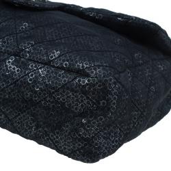 Pre Owned Chanel Black Hidden Sequins Classic Maxi Flap Bag