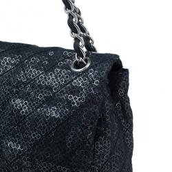 Pre Owned Chanel Black Hidden Sequins Classic Maxi Flap Bag