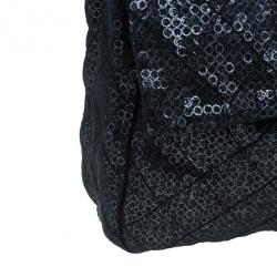 Pre Owned Chanel Black Hidden Sequins Classic Maxi Flap Bag