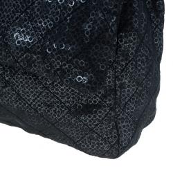 Pre Owned Chanel Black Hidden Sequins Classic Maxi Flap Bag