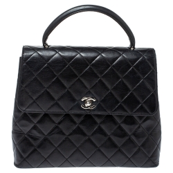Pre Owned Chanel Black Leather Vintage Kelly Bag