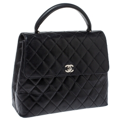 Pre Owned Chanel Black Leather Vintage Kelly Bag