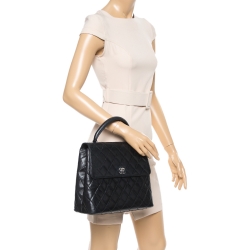 Pre Owned Chanel Black Leather Vintage Kelly Bag