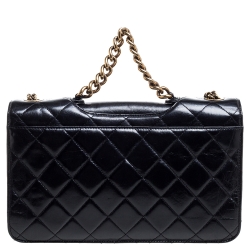 Pre Owned Chanel Black Quilted Leather Large Perfect Edge Flap Bag