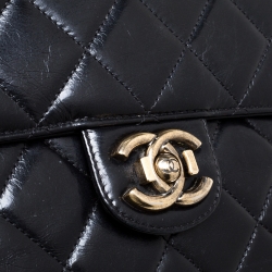 Pre Owned Chanel Black Quilted Leather Large Perfect Edge Flap Bag