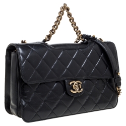 Pre Owned Chanel Black Quilted Leather Large Perfect Edge Flap Bag