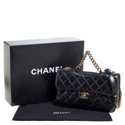Pre Owned Chanel Black Quilted Leather Large Perfect Edge Flap Bag