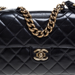 Pre Owned Chanel Black Quilted Leather Large Perfect Edge Flap Bag