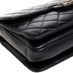 Pre Owned Chanel Black Quilted Leather Large Perfect Edge Flap Bag