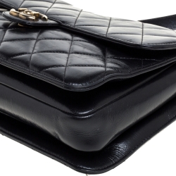 Pre Owned Chanel Black Quilted Leather Large Perfect Edge Flap Bag