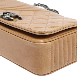 مملوكة مسبقًا Chanel Beige Quilted Leather Small Coco Boy Flap Bag