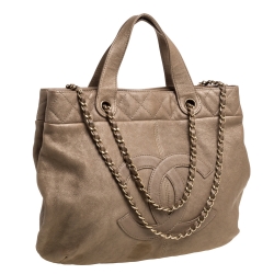 Pre Owned Chanel Beige Leather Trianon Tote