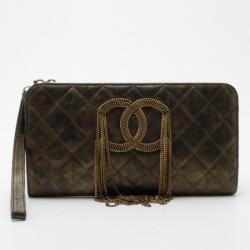 Pre Owned Chanel Byzance Embroidered Chain Evening Clutch