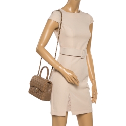 Pre Owned Chanel Beige Leather Paris-Rome Coco Top Handle Bag