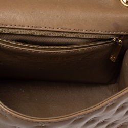 Pre Owned Chanel Beige Leather Paris-Rome Coco Top Handle Bag